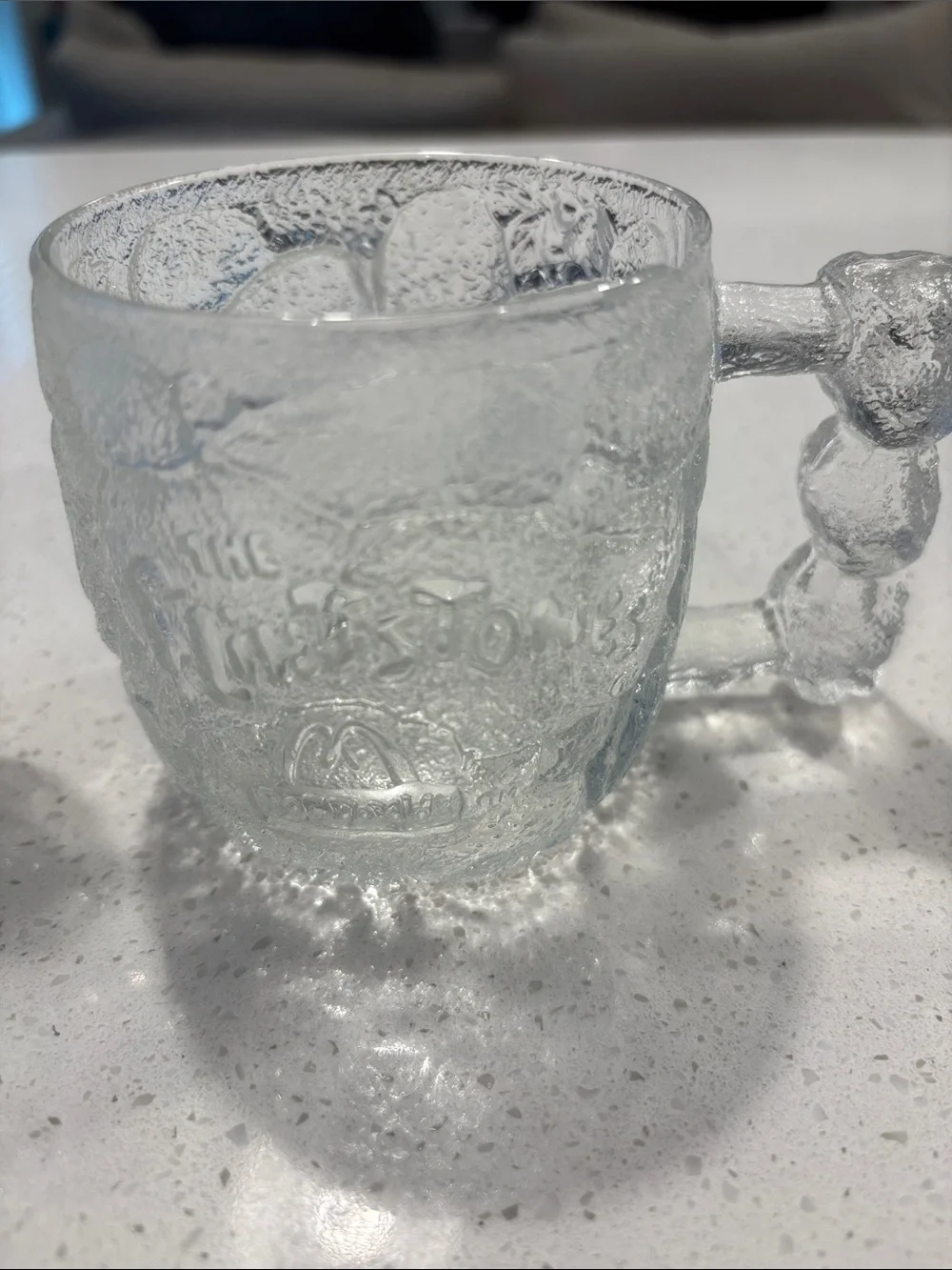 Vintage 1993 McDonald's Flintstones Glass Mugs Set of 2 Pre-Dawn & Mammoth